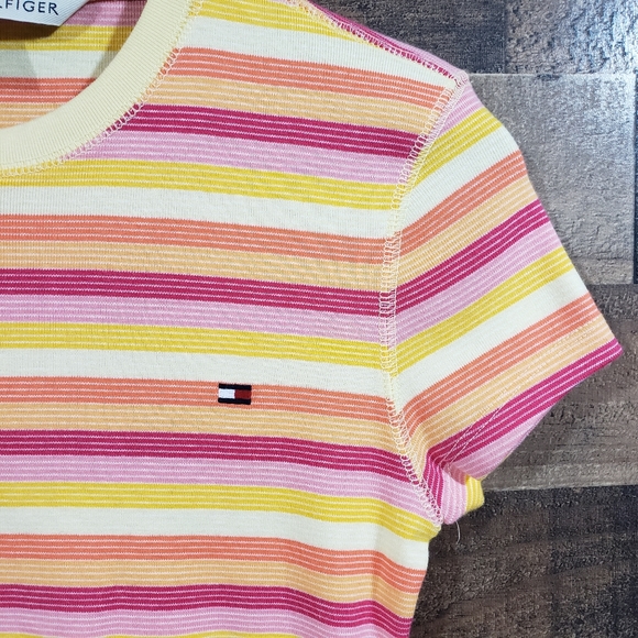 Tommy Hilfiger striped knit short sleeve crewneck shirt woman's size small - Picture 4 of 7
